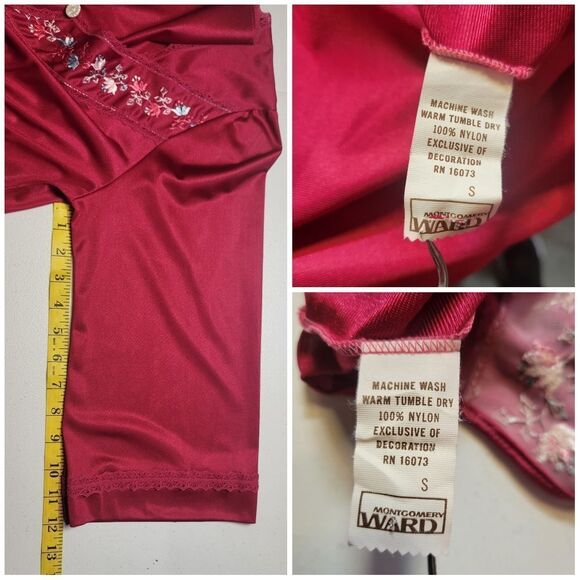 Montgomery Ward Vintage Deep Pink Nightgown and Robe Peignor Set Nylon - Picture 14 of 14